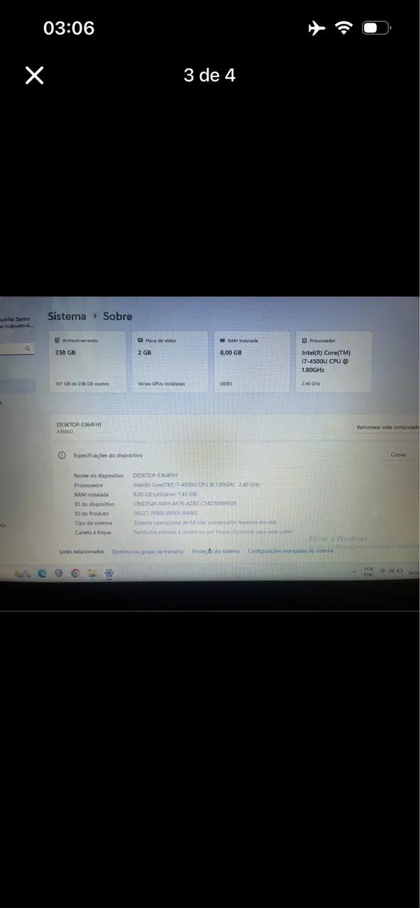Notbook Asus i7 8 RAM 240 SSD - Foto 4