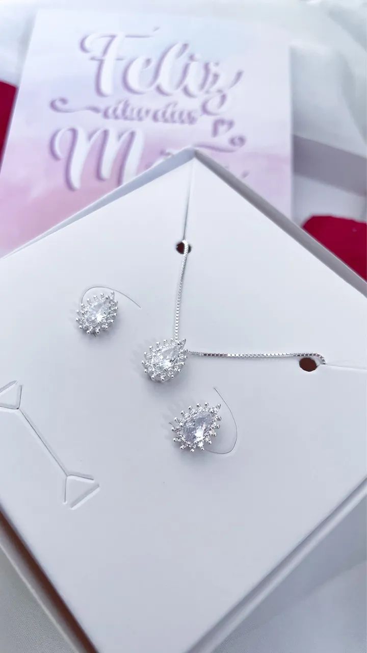 Presente ! Conjunto zircônia em Prata 925 