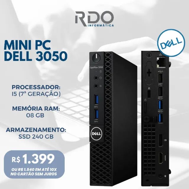 Mini PC Dell OptiPlex 3050 i5 7ª Geração 8GB RAM SSD 240GB