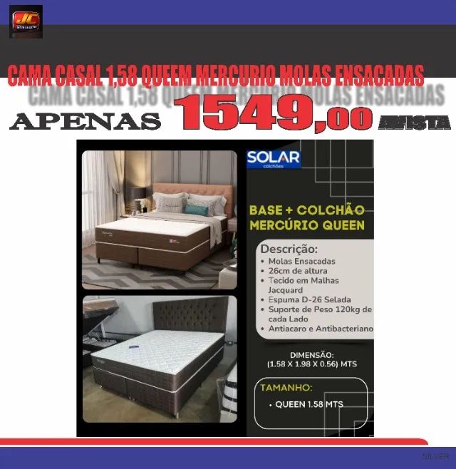 CAMA QUEEM MERCURIO DE MOLAS ENSACADAS