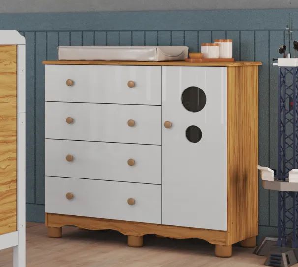Comoda Bolinha 100% MDF - Peroba
