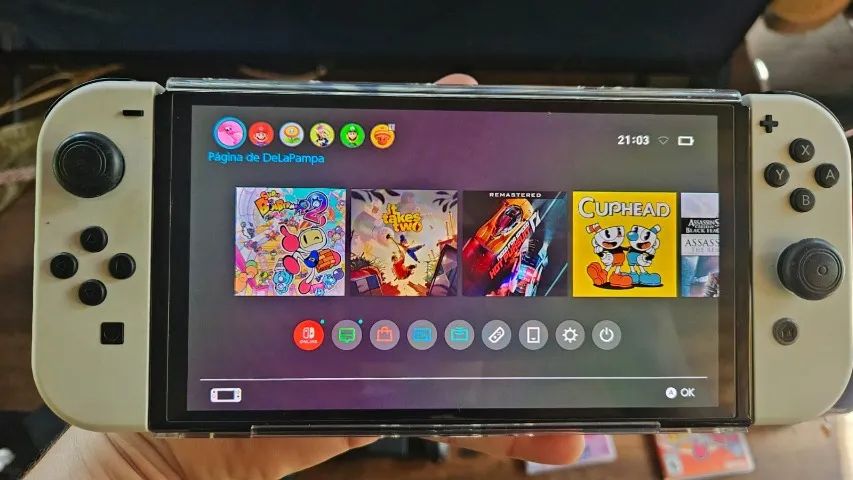 NINTENDO SWITCH OLED 128GB + JOGOS + CONTROLE + CASE + CAPA E PELICULA