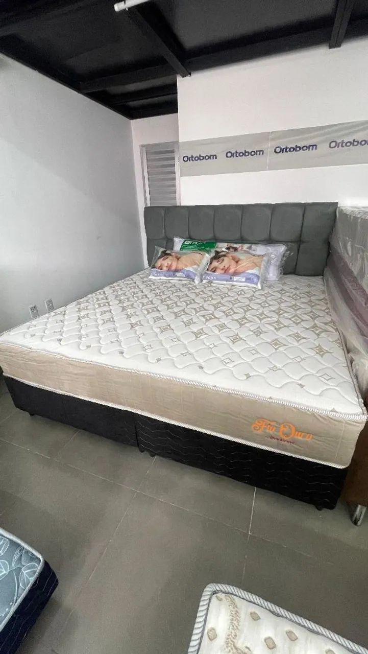 Cama super king de molas ensacadas 2 travesseiros de brinde 