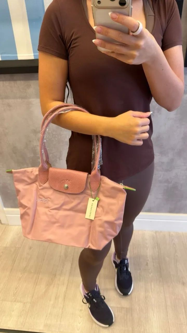 bolsa longchamp le pliage s rosa bebê - Foto 5
