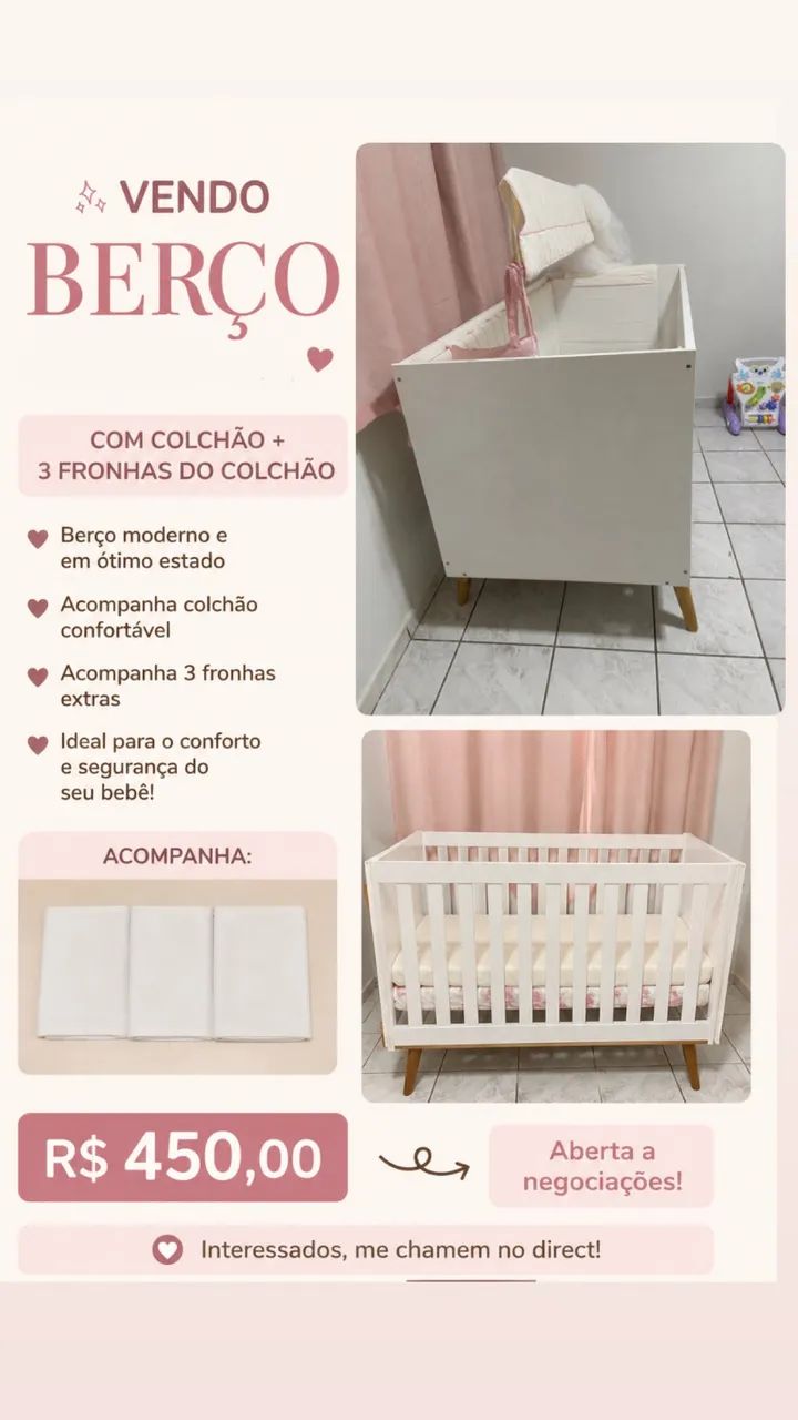 Berço + colchão + 3 fronhas  - Foto 2