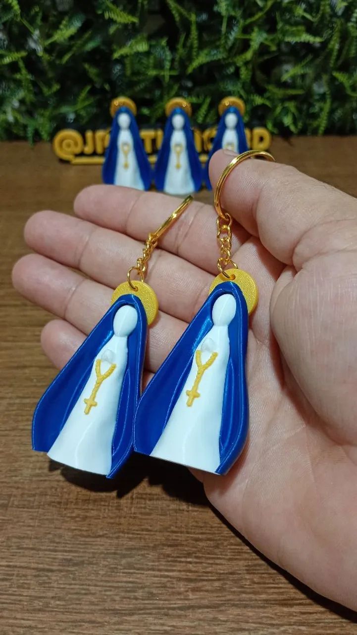 Kit 5 Chaveiros Azul/Branco de NSA. Senhora - Foto 5
