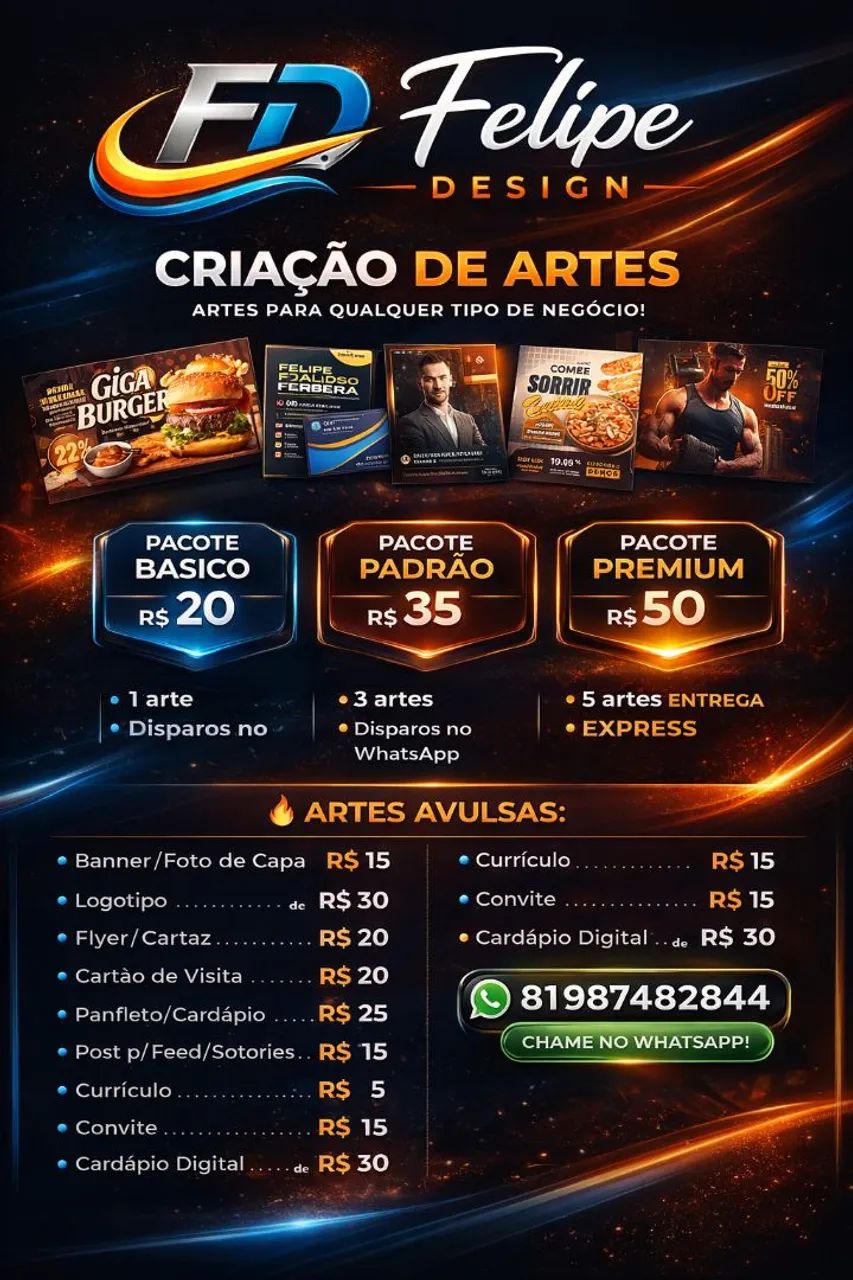 Designer Gráfico Profissional | Logos, Artes, Currículos e Flyers