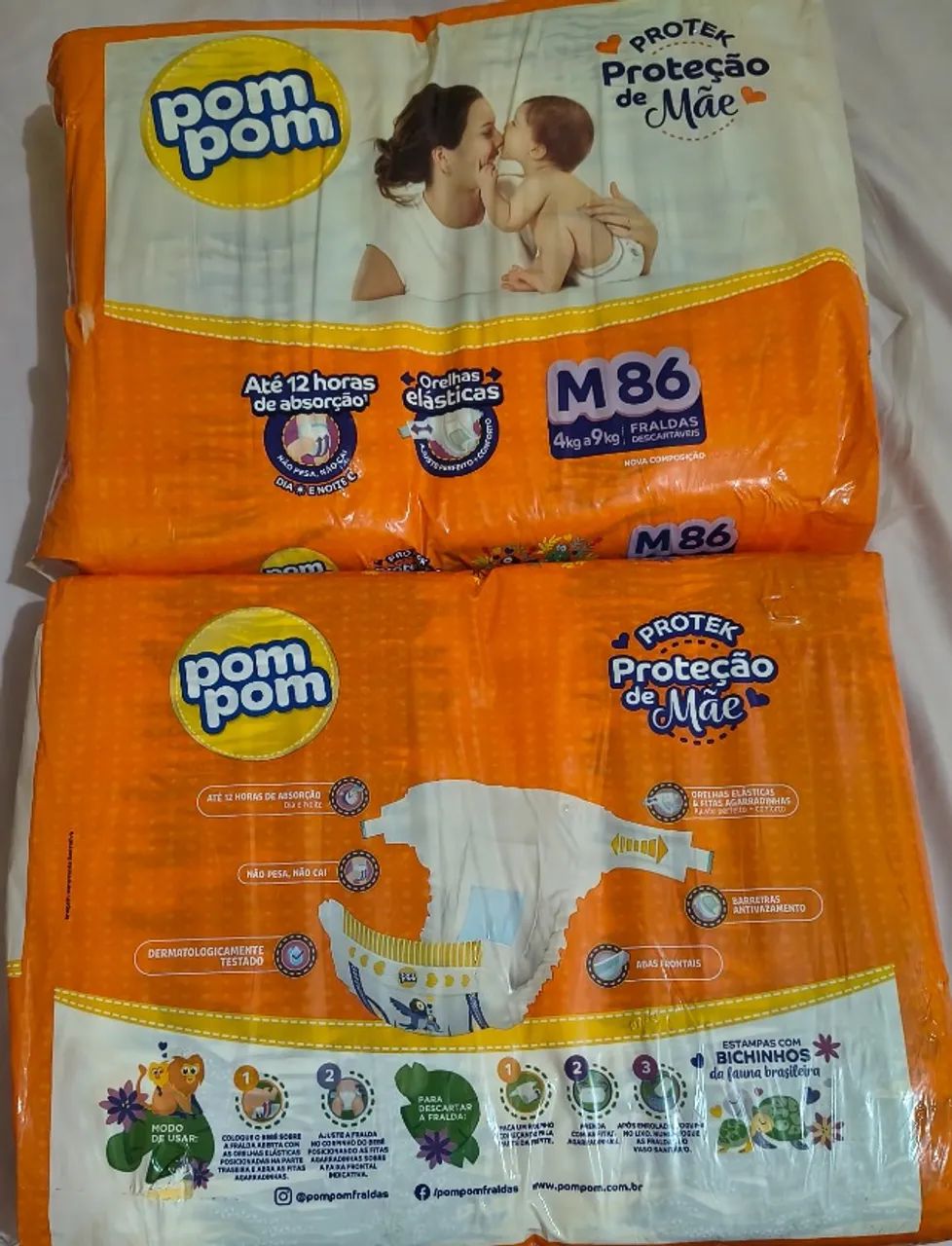 fralda pompom protek 86 unidades