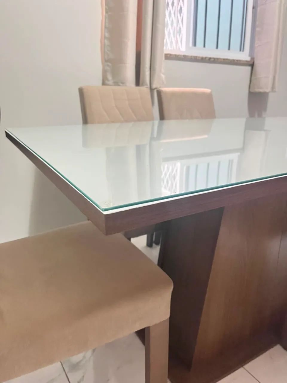 Mesa de jantar Modesa 6 cadeiras, tampo de vidro  - Foto 3