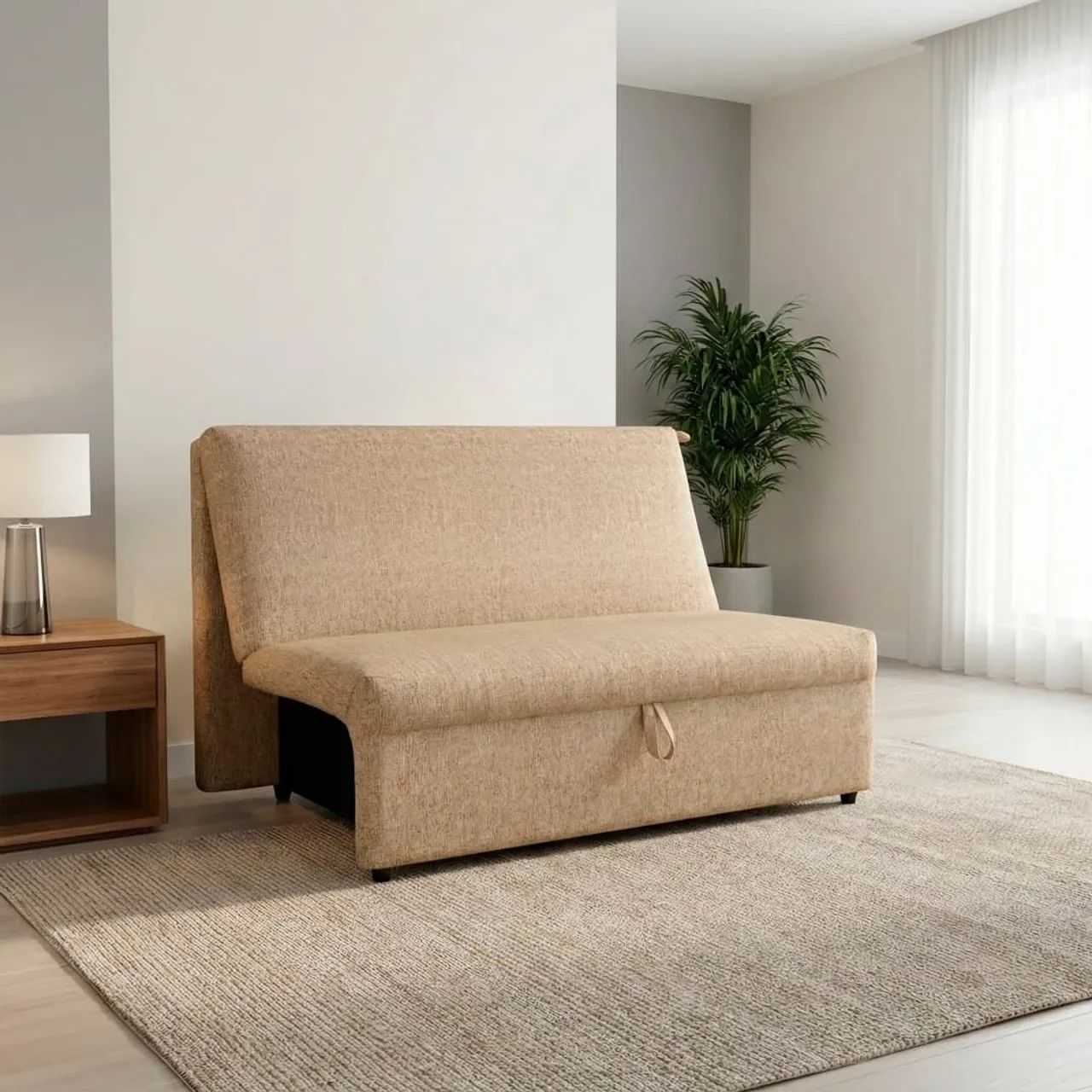 [NOVO!] Sofá-Cama 2 Lugar Malu 113cm Linho Bege - Matrix - Foto 2