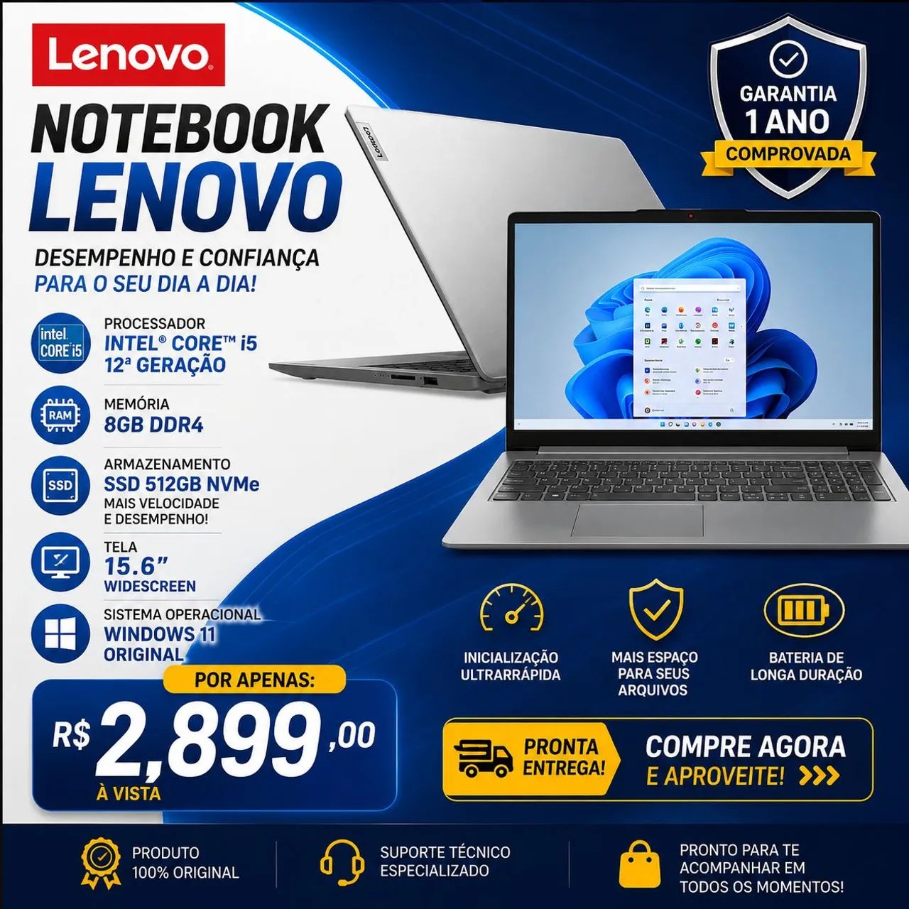 NOTEBOOK LENOVO CORE i5  12a  ZERO