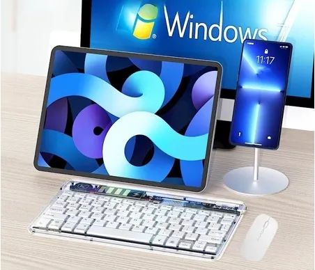 Produto NOVO e TESTADO - Kit Teclado/Mouse Bluetooth 5.3 RGB Transparente - Foto 3