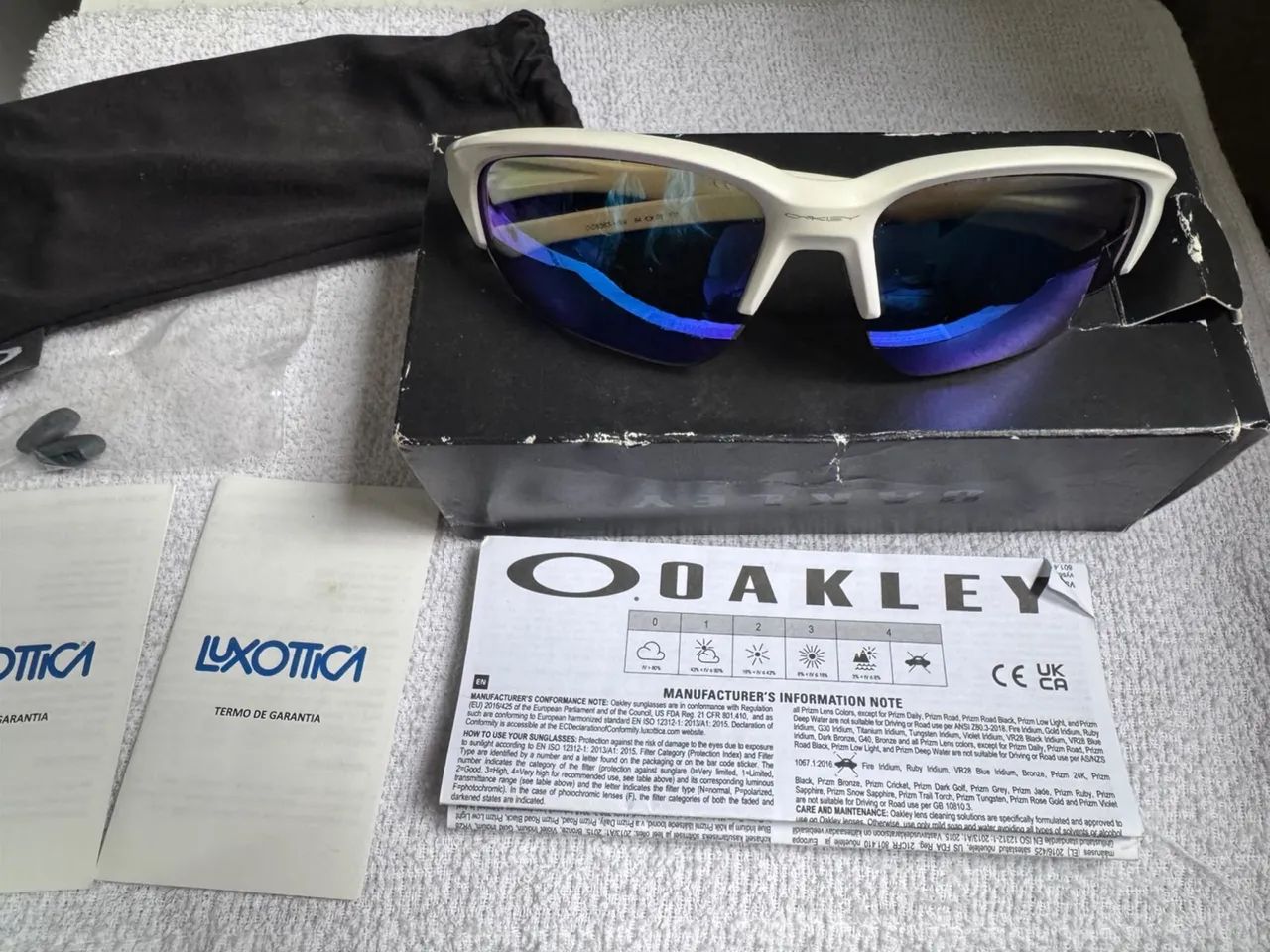 Oakley Flak Beta branco com lente azul - Foto 2