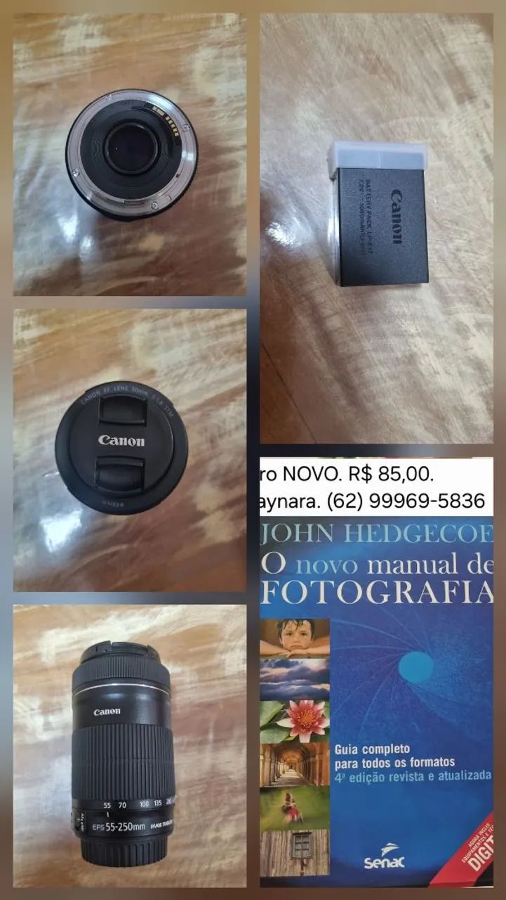 Lente 50 mm com bateria nova câmera canon