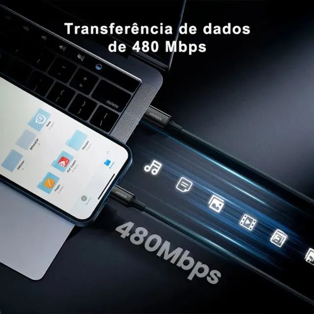 Cabo USB-C para Lightning UGREEN 1 Metro Branco com Certificação MFi - Foto 3
