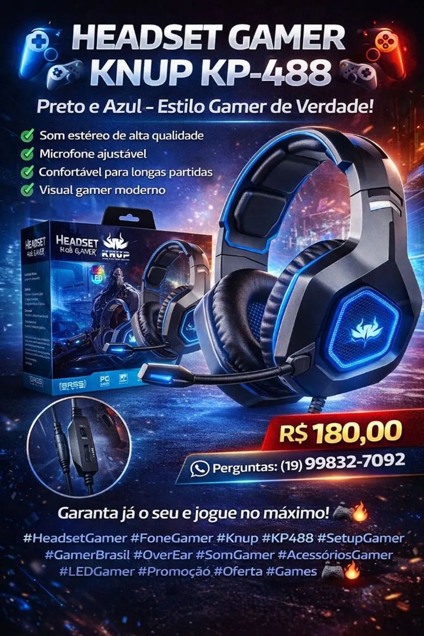 Headset gamer knup kp-488