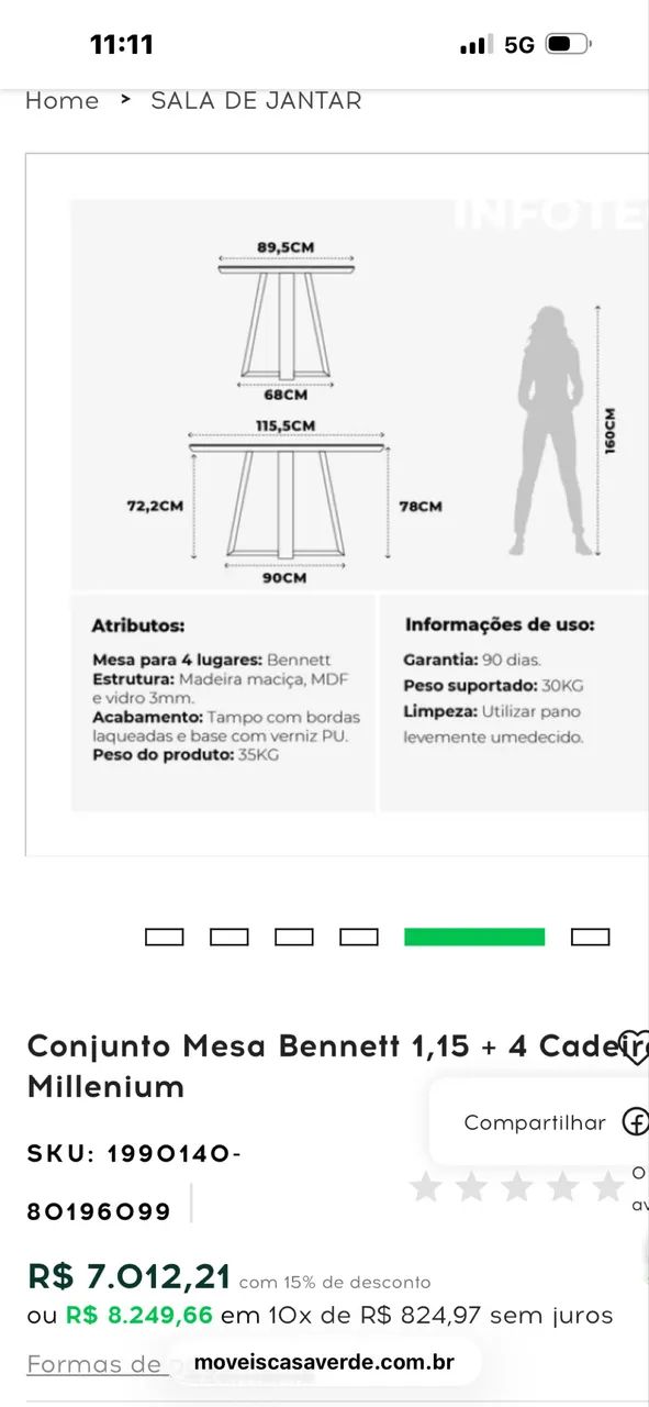 Mesa de jantar Bennett - Foto 2
