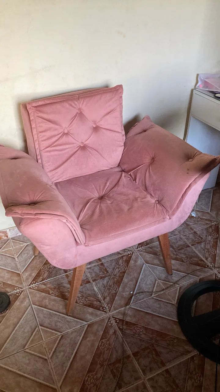 Poltrona de veludo rosa