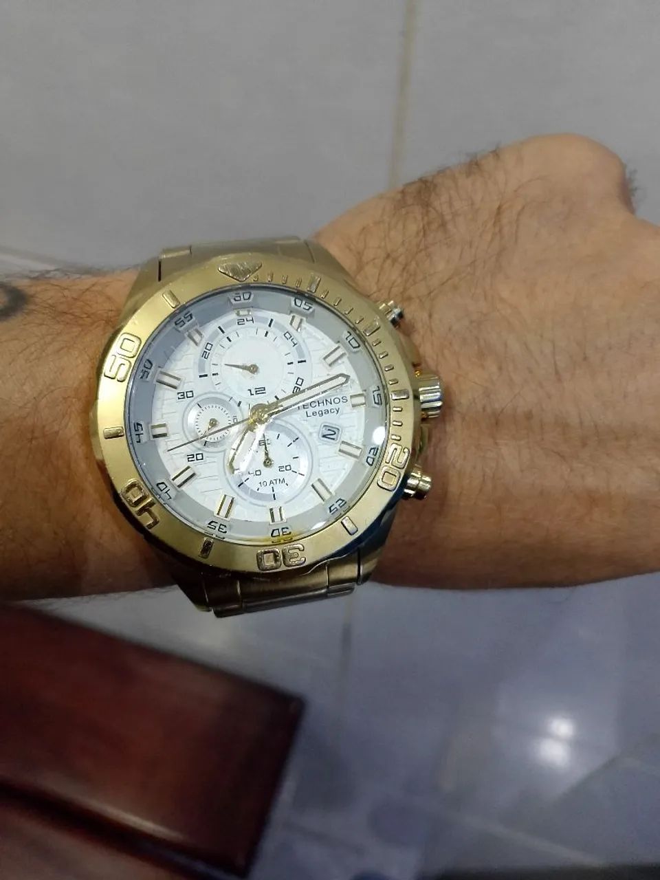 Relógio Masculino Analógico Dourado Robusto Cronógrafo Original  - Foto 5