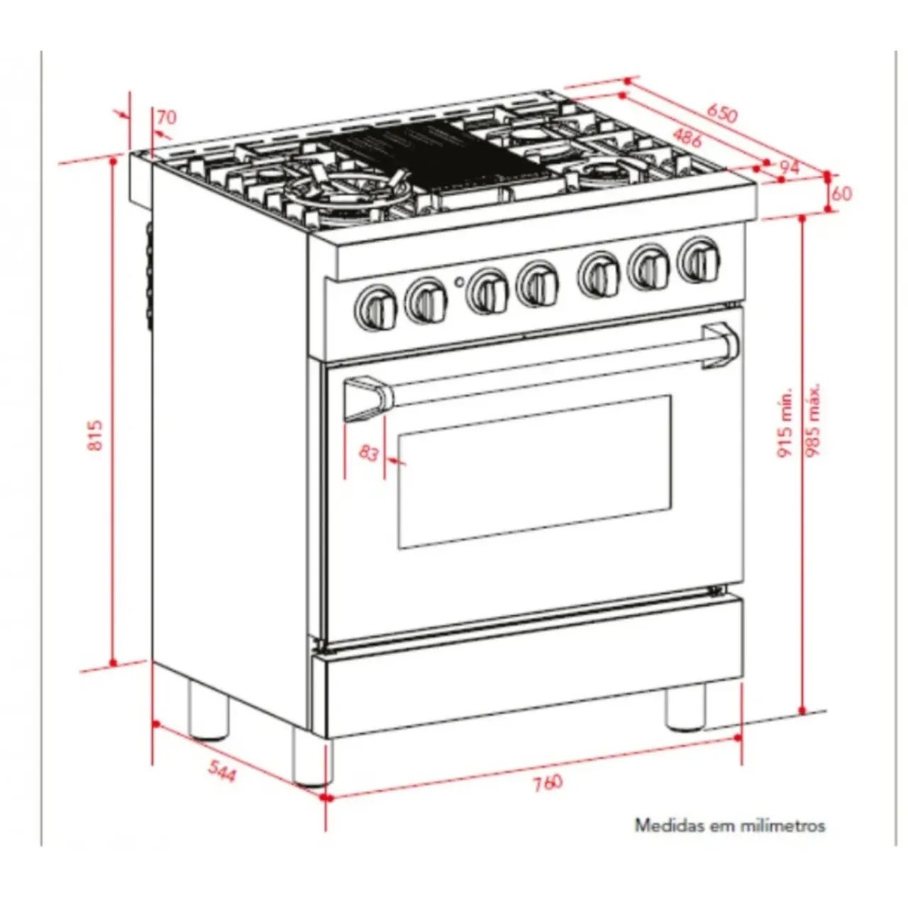 Fogão Elettromec Professional 5 Bocas Gás/Forno Elétrico 220v - Foto 6