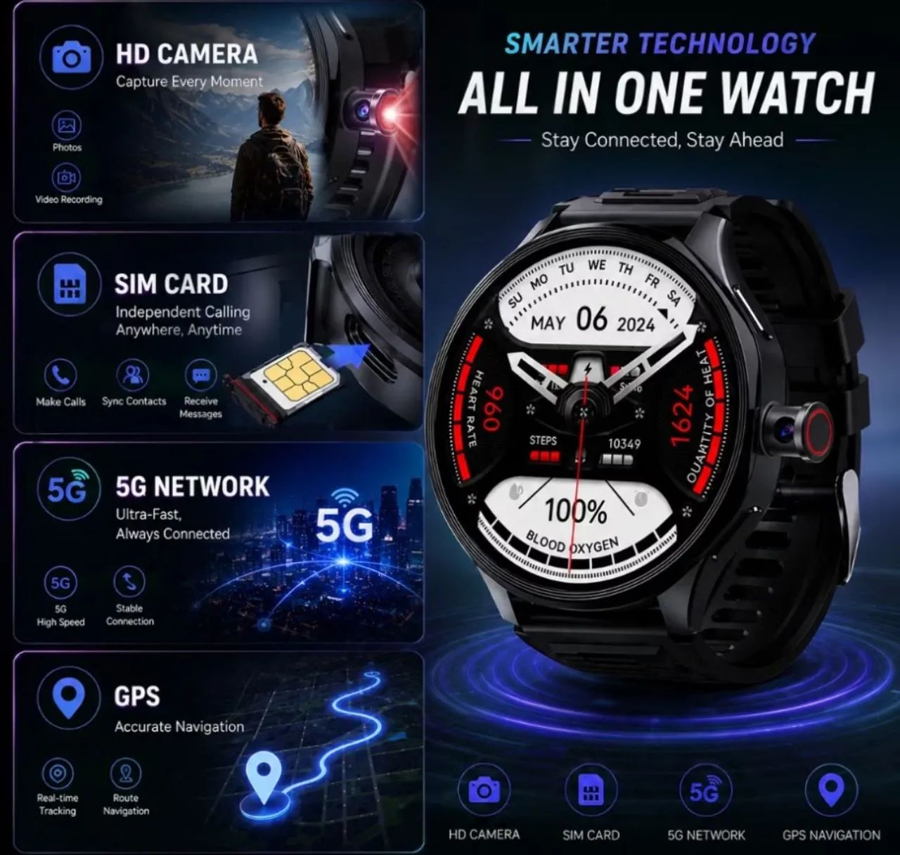 smartwatch 5g android ,4gb /64 gb sim card - Foto 2