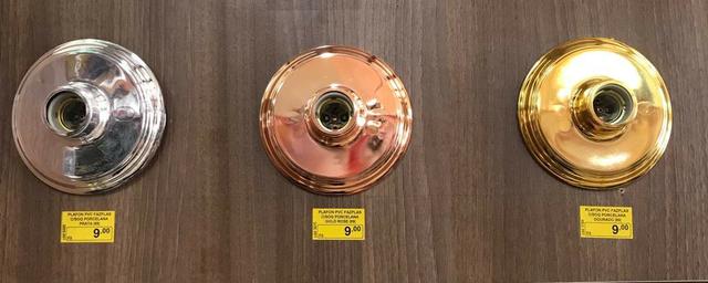 Plafon Metalizado com soquete de Porcelana - Foto 3