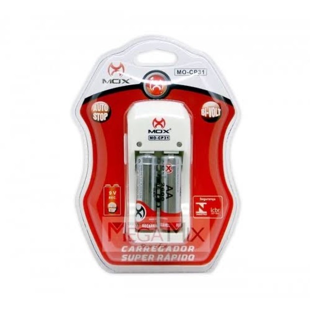 CARREGADOR DE BATERIA COM 2 PILHAS AA 2600MHA MOX MO-CP31? - Foto 2