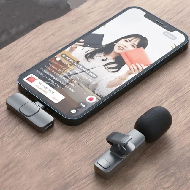 Kit 2 Microfones Lapela 2x1 Sem Fio Type C e ou iPhone iPad Profissional - Foto 3
