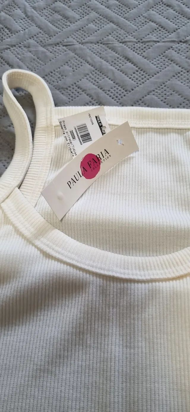 Vestido canelado longo off-white