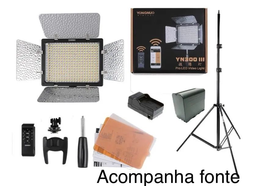 Kit completo - Iluminador Led Yongnuo Yn300 III