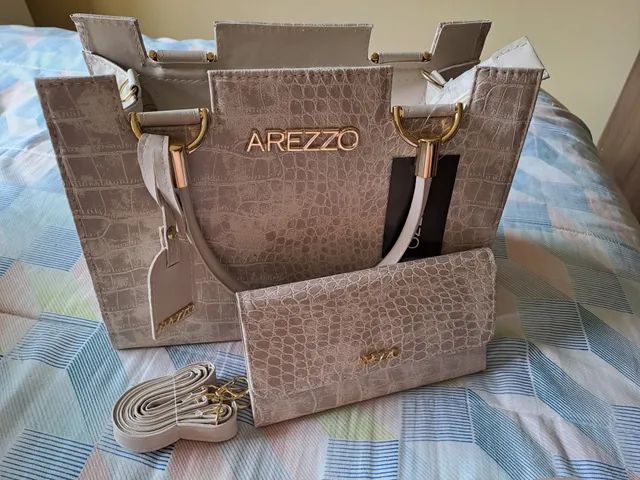 Bolsa Arezzo Crocodilo Marfim Carteira Bolsas malas e