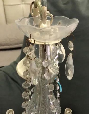 lustre de cristal tok stok, de ferro pintado branco - Foto 4