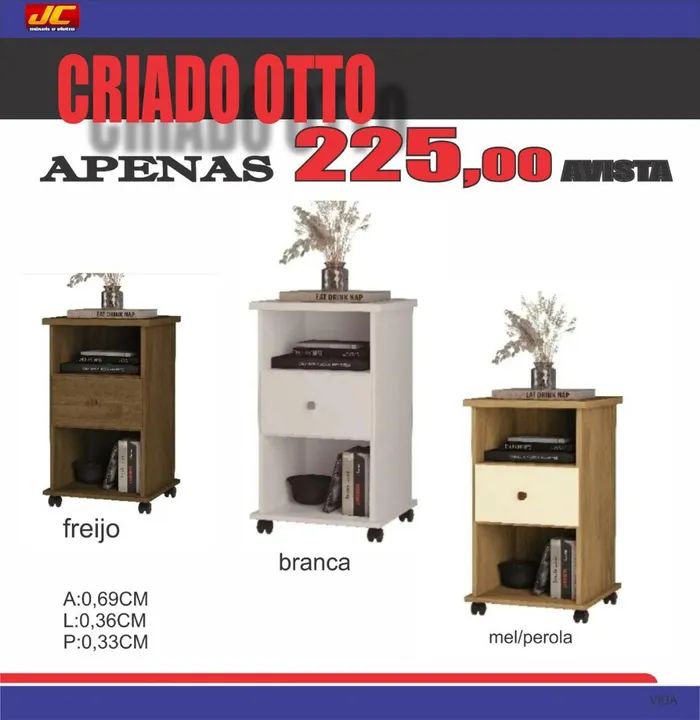 Criado Mudo Otto - Apenas 225,00