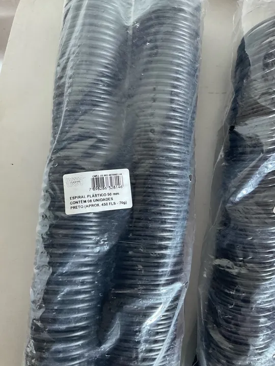 KIT Espiral encadernação 50mm plástico preto cap.450fls Plaspiral PT 12 UN