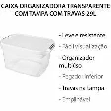 Caixa 29l organizadora tampa transparente com trava Sanremo Sr941 - Foto 2