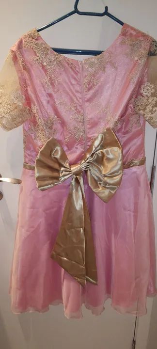 Vestidos mãe e filha - Rosa e dourado - Foto 3