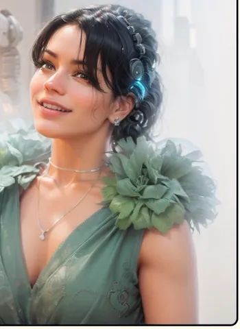 Vestido festa verde ombro fru fru marca LORETA - Foto 4