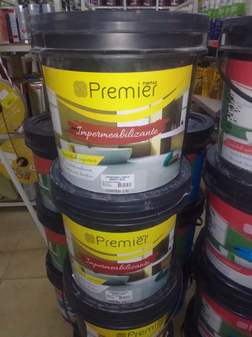 impermeabilizante premier 16 litros 229,90 a vista de fácil aplicação e ótimo acabamento