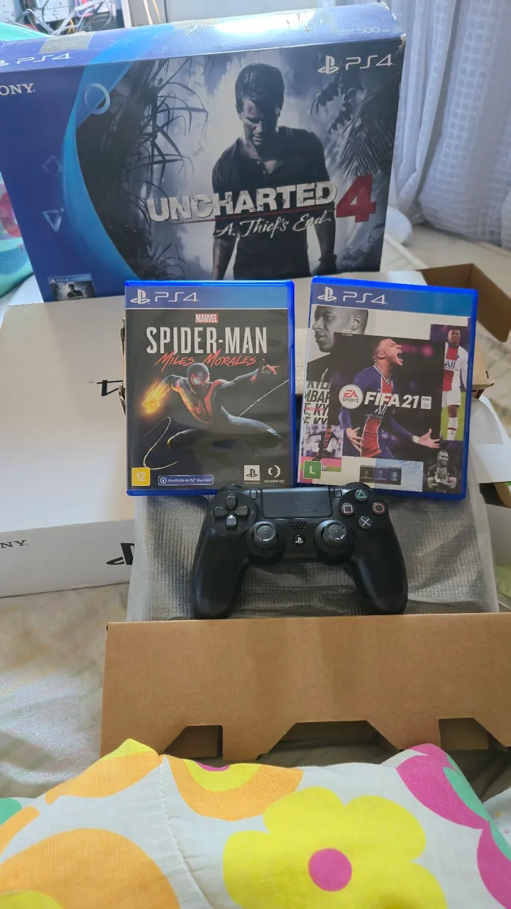 Playstation 4 - Uncharted 4, Spider-Man Miles Morales e FIFA 21