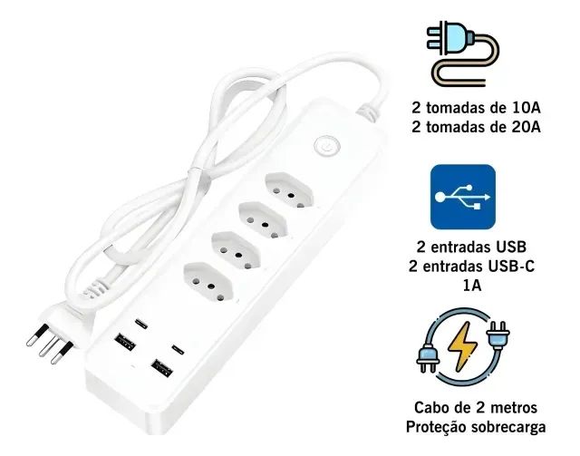 Filtro de Linha Extensão de Tomada 2 Metros - Foto 6