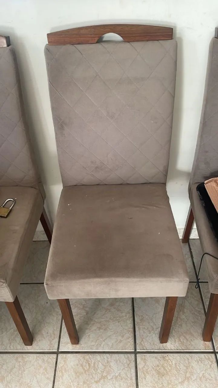 Cadeiras de Jantar em Suede Bege