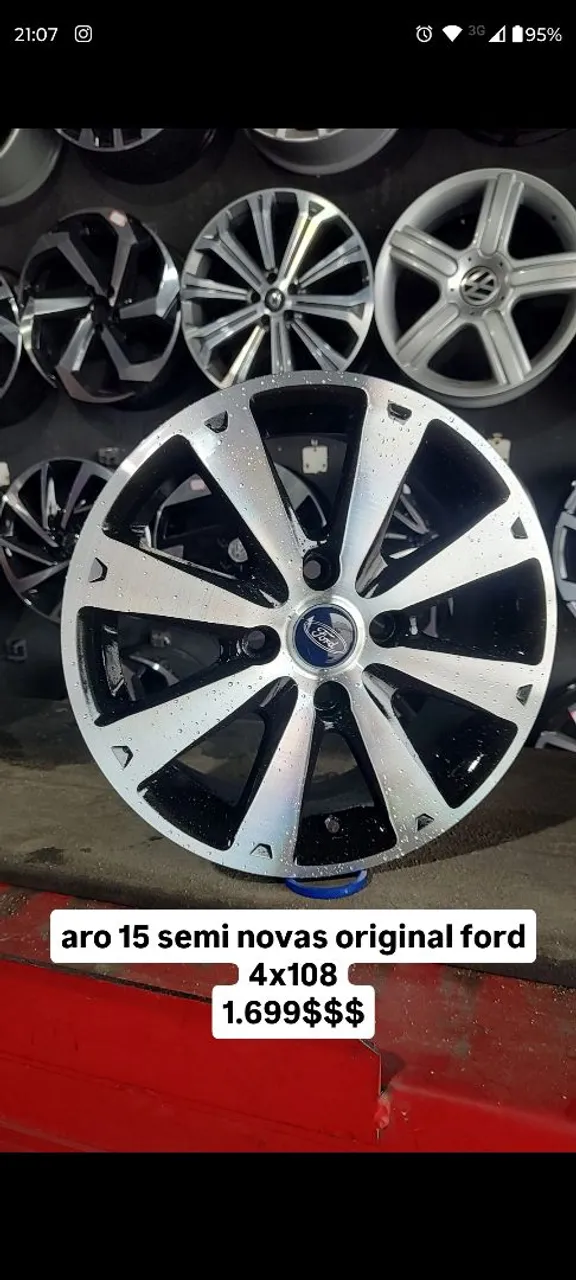 rodas aro 15 semi novas do new fiesta preto diamante em 10 xsem juros