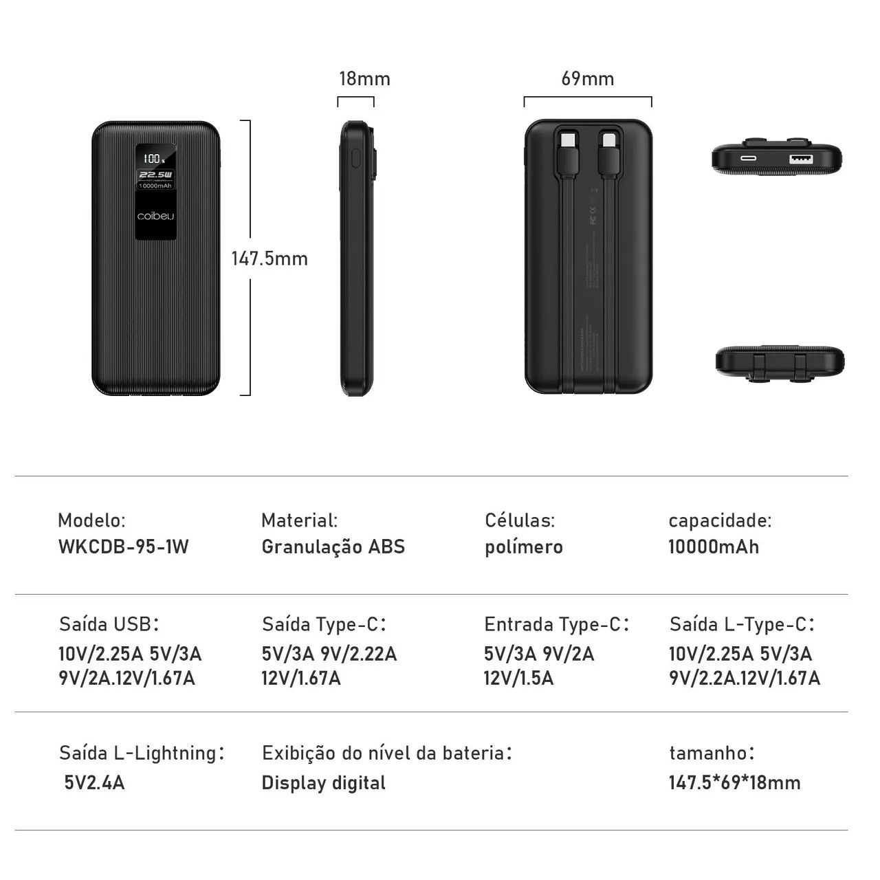 Power bank da Coibeu 20000, carga rápida. - Foto 2