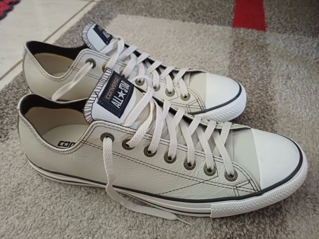 Tênis All Star converse couro branco 43 Calçados Jardim