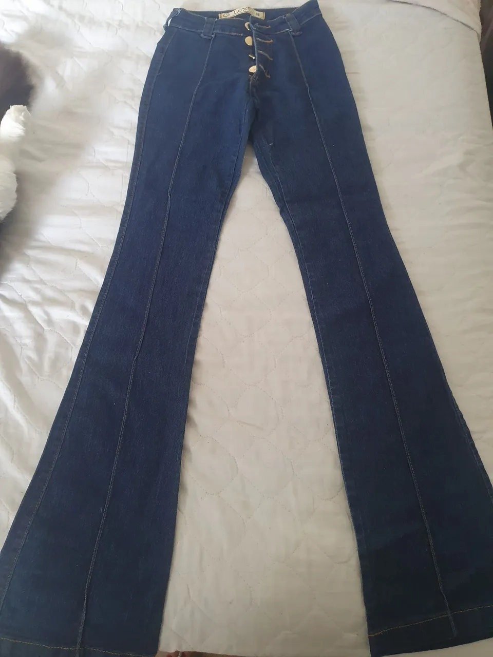 Calça Jeans Flare Botões Dourados