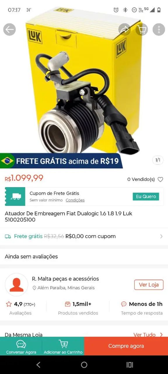 Atuador de Embreagem Fiat Dualogic 1.6 1.8 1.9 Luk - Frete Grátis