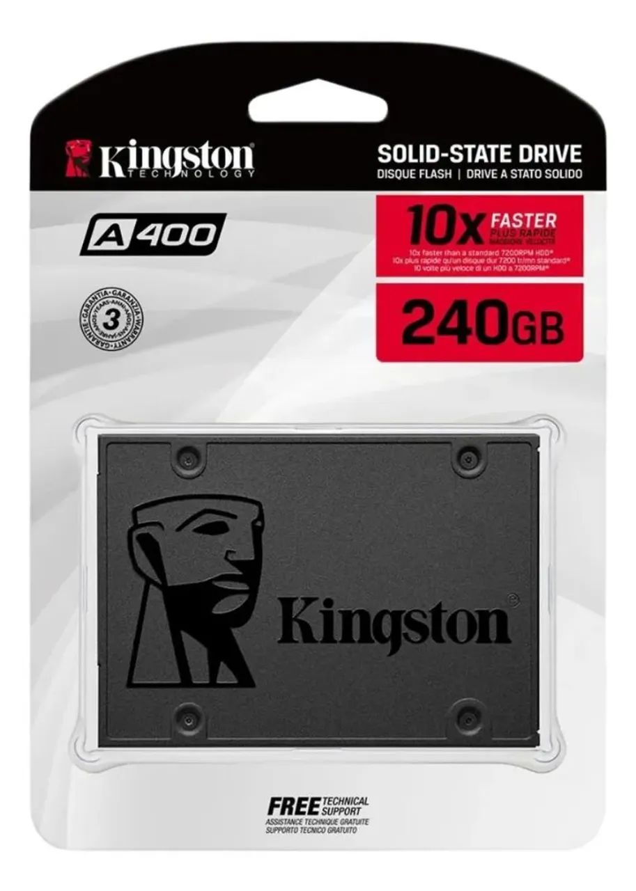 SSD Sata 3.0 (6gb/s) 240gb Interno Kingston A400 SA400S37/240G (NOVO)