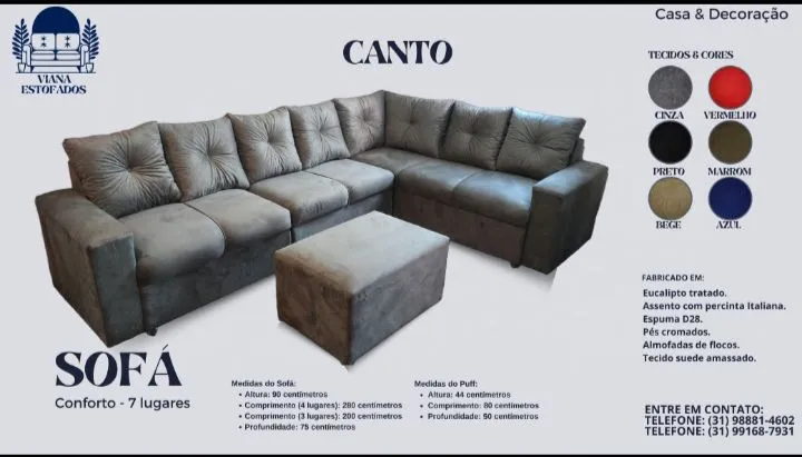 Sofá de Canto novo 7 Lugares - Conforto e Elegância DIRETO DA FÁBRICA
