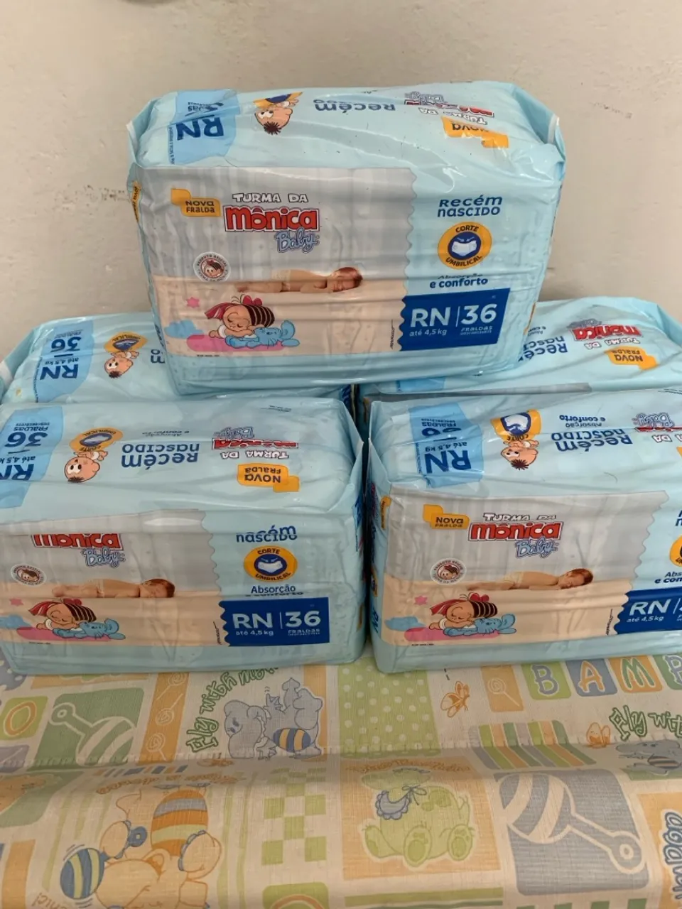 Fraldas Turma da Mônica Baby RN 5 Pacotes 180unidades