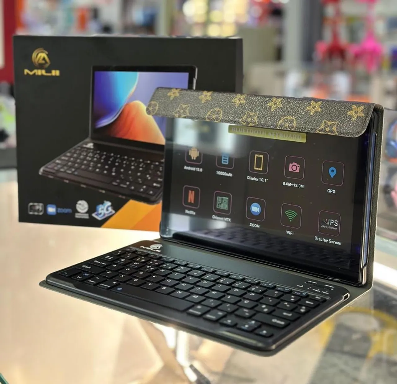 Tablet Android 13.0 10.1'' com Teclado Bluetooth e Tela IPS